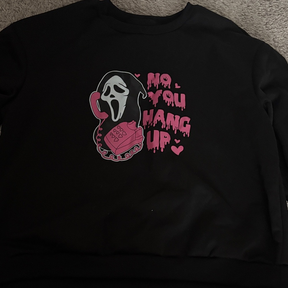 SHEIN Black Sweatshirt with Pink Design
